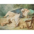 thumbnail image 3 of Mihály Zichy 14x12 Black Modern Framed Museum Art Print Titled - Lovers in a Park (1865), 3 of 5