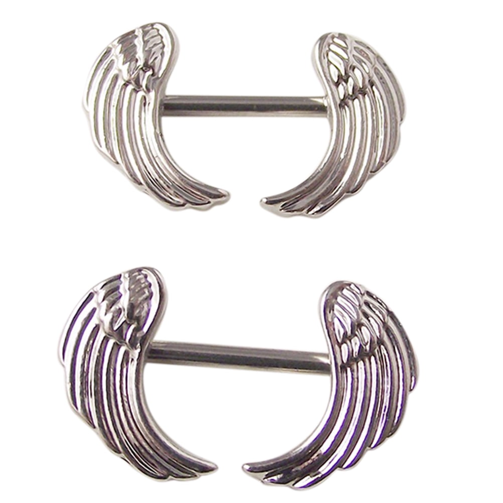 Surgical Steel Wings Nipple Shields Bar Navel Ring Body Piercing JewelrHFCA