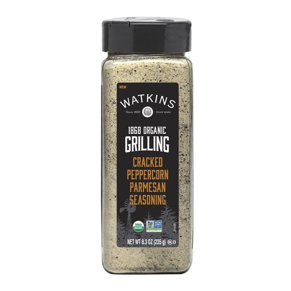 Watkins Organic Grilling Cracked Peppercorn Parmesan Seasoning, 8.3 oz