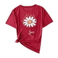 thumbnail image 3 of Ayolanni Daisy Cute Tops for Women Short Sleeve Red Crew Neck Pullover T-Shirts Ladies Blouses 3x, 3 of 3
