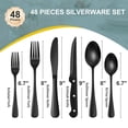 thumbnail image 4 of Bluebow 48-Piece Black Silverware Set with Steak Knives, Flatware Cutlery Set for 8, Food-Grade Stainless Steel Kitchen Tableware Set, 4 of 8
