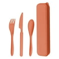 thumbnail image 2 of Wheat Straw Fork and Spoon Set, Plastic Camping Utensils, 3 Piece Orange Cutlery for Outdoor Picnics, Travel, and Age 312 Lunchboxes, by FAJHHA, 2 of 8