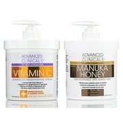 Advanced Clinicals Brightening Vitamin C Cream + Moisturizing Manuka Honey Cream 2pc Set, 16 Oz