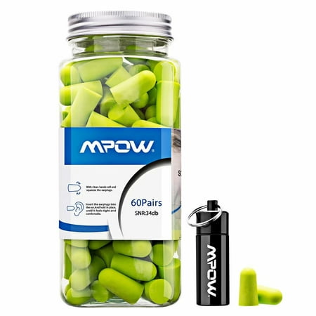 Mpow Foam Ear Plugs 60 Pairs, Noise Blocker/Filter, Hearing Protector, NRR 32dB Noise Reduction. with Carrying Case, for Snoring, Sleeping, Constructing, Shooting, Weeding
