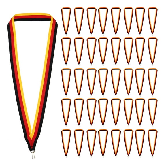 Uxcell Award Neck Ribbons with Snap Clips Polyester Medal Lanyards for Competitions Black/Red/Yellow 100 Pack