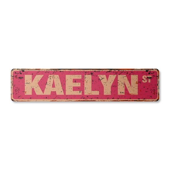KAELYN Vintage Aluminum Street Sign Childrens Name Room Metal Sign rustic metal tin | Indoor/Outdoor |  30" Wide