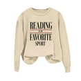 thumbnail image 5 of Reading Is My Favorite Sport Sweatshirt Book Lover Gift Funny Long Sleeve Pullover Sweatshirts, M Khaki, 5 of 6