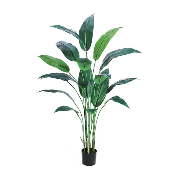 6ft Artificial Bird of Paradise Plant – Tall Faux Palm Tree with 17 Realistic Green Leaves – Decorative Indoor/Outdoor Fake Plant for Home, Office– 1.8m, Flowerless, 17 Leaves