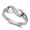 thumbnail image 1 of Men Women Sterling Silver CZ Pave Set Infinity Knot Ring 7MM ( Size 3 to 13 ), 1 of 2