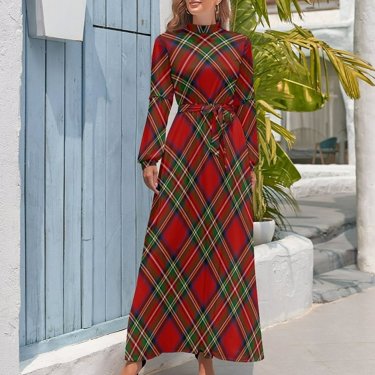 Royal Stewart Tartan Cross Plaid Long Dress Woman clothes elegant party dress for women 2024 - Walmart.com Royal Stewart Tartan Cross Plaid Long Dress Woman clothes elegant party dress for women 2024 - Walmart.com