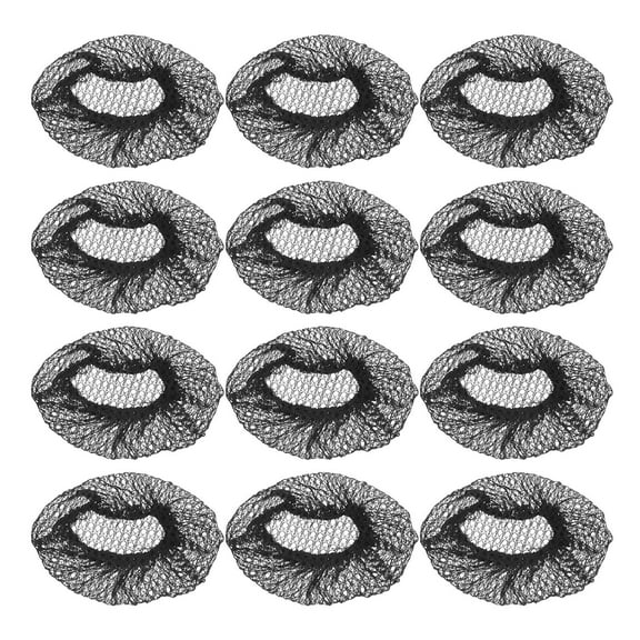 SEWCHICS 12Pcs Black Sleeping Cap Hair Nets for Full Coverage Hair Wraps Comfortable Fit