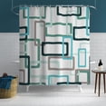 thumbnail image 3 of LFEEY Teal Brown Geometric Abstract Shower Curtain, Modern Minimalist Bathroom Decor, Washable, 72"X84", 3 of 5