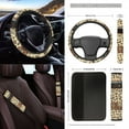thumbnail image 3 of Renewold American Tribal Leopard Print Beige 12 PCS Front Car Seat Cover Full Set, with Steering Wheel Seat Belt Armrest Protector Trash Can Air Vent Holder Rear View Mirror Cover Coasters Key Chain, 3 of 7