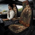 thumbnail image 2 of Xixirimido 5-Piece Car Seat Cover Set Breathable PU Leather Front Seat Covers with Seat Belt & Console Covers Universal Fit for SUV, Sedan, Truck, Bear American Flag Leaves, 2 of 8