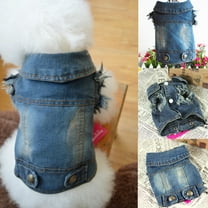 Bobasndm Dog Puppy Blue Cowboy Jean Denim Vest Coat Jacket Clothes Outfits Pet Supplies
