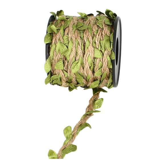 RUISINERY 32.8 Feet Leaf 5MM Leaf Rope Burlap Ribbon String Heavy Duty Hanging Rope for Gardening Wedding Decoration