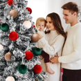 thumbnail image 6 of PakyozjVelvet Christmas Balls Ornaments for Tree - 15pcs Shatterproof Christmas Ornaments for Xmas Trees Decorations - Multicolor Red Green Brown Beige, 80mm 3.15inch, 6 of 6
