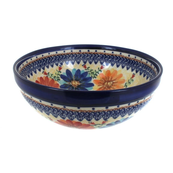 Blue Rose Polish Pottery Autumn Burst Small Serving Bowl