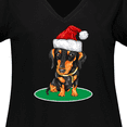 thumbnail image 4 of Inktastic Christmas Dachshund Dog Santa Women's Plus Size V-Neck T-Shirt, 4 of 5