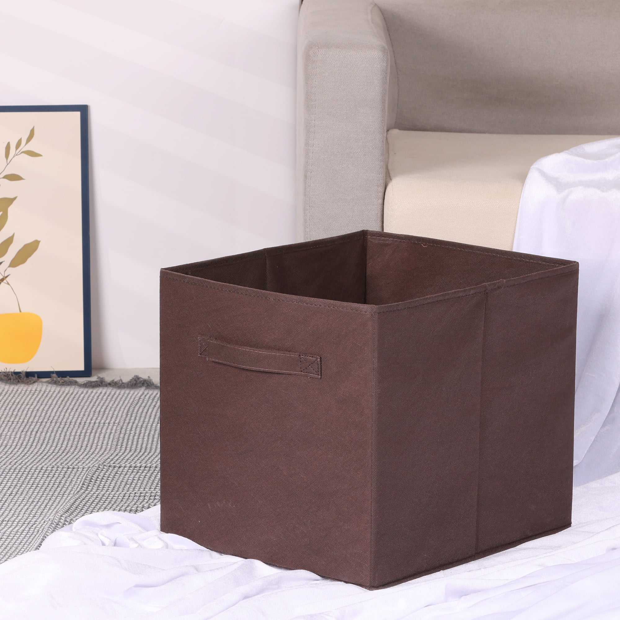 Unique Bargains Fabric Storage Cube Storage Bin Coffee 15*13*13in