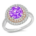 thumbnail image 2 of 2.6 ct Round Cut Natural Amethyst Halo Engagement Ring for Women in 18K White/Rose Gold, 2 of 2