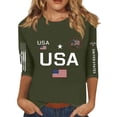 thumbnail image 2 of Domuza 4th Of July Shirt for Women Usa Flag Print 3/4sleeve Blouses Dressy Casual Crew Neck T Shirts 2026 Summer Fashion Clothing Green XL, 2 of 5