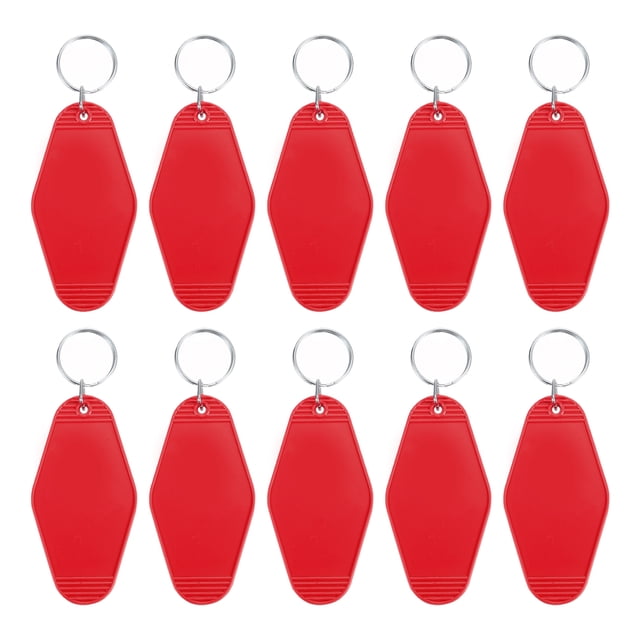 Unique Bargains Vintage Motel Keychain Blank Hotel Keychains Rhombus Retro Key Tag, Red, 10 Pack