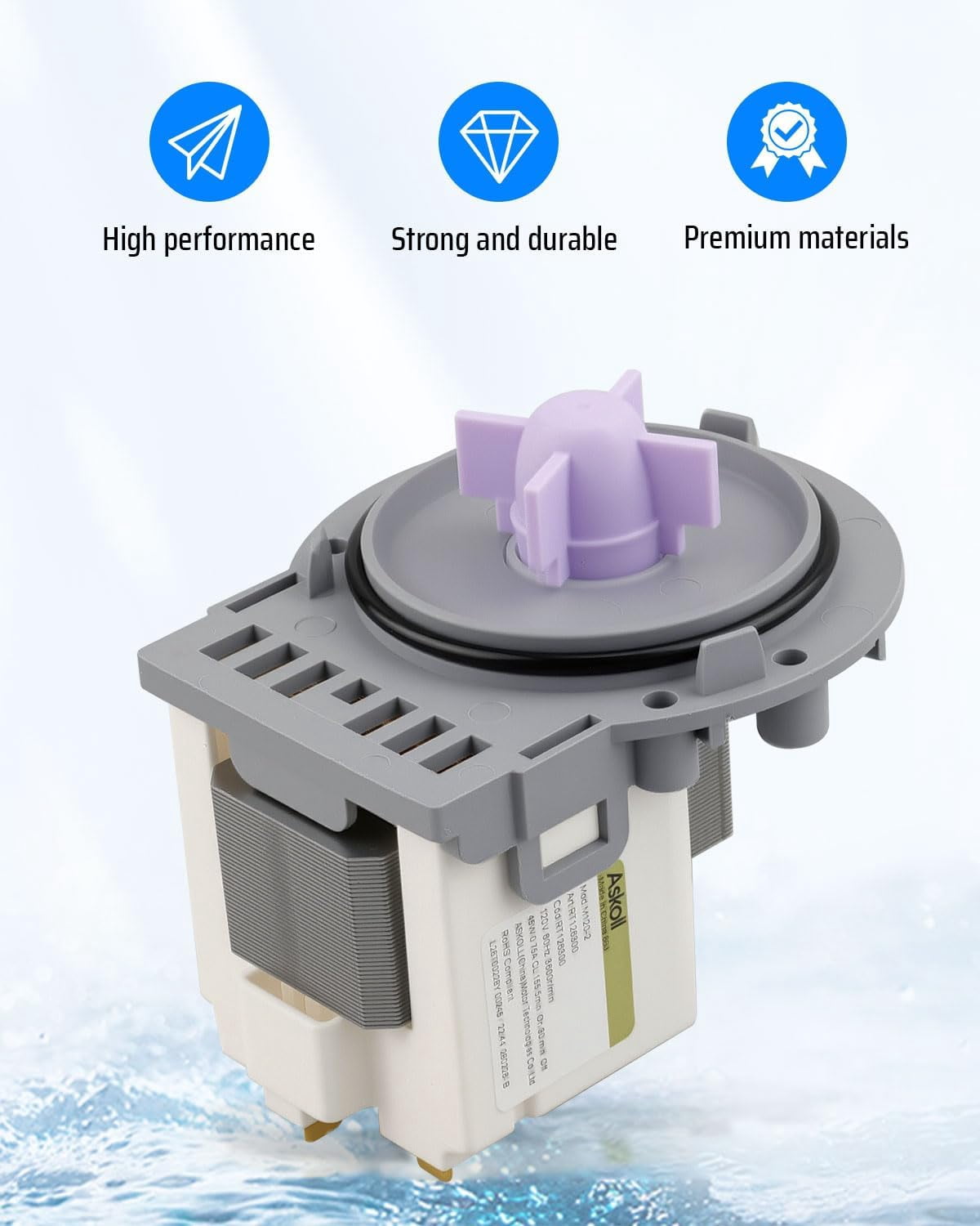 M120-2 EAU61383503 Washer Water Pump Compatible with L.G Ken-more Ken-more Elite, Replace 4681EA2001S EAU62263303 4681EA2001C 4681EA2001V 4681EA2002D LP3503 AP5620091 PS3652448
