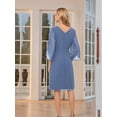 thumbnail image 3 of Womens Chiffon Dresses Flutter Sleeve Party Wedding Cocktail Dress  Blue XL, 3 of 4
