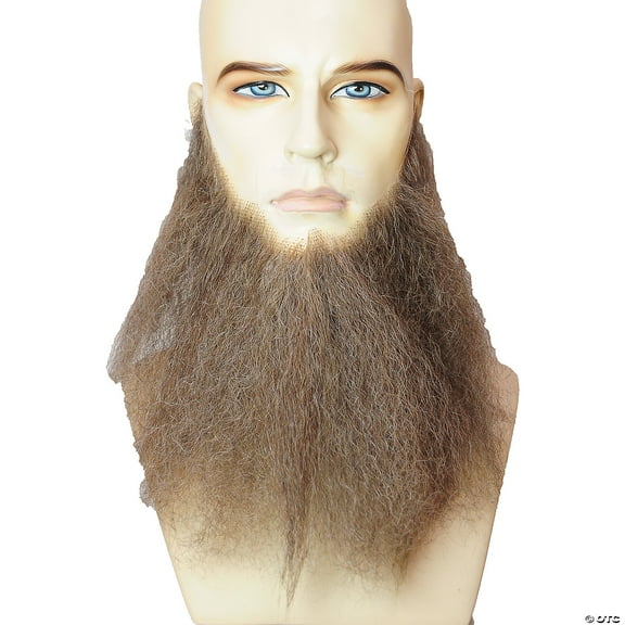 10" Light Chestnut Brown and Gray Full Face Beard Halloween Human Hair Adult Men's Costume Accessory