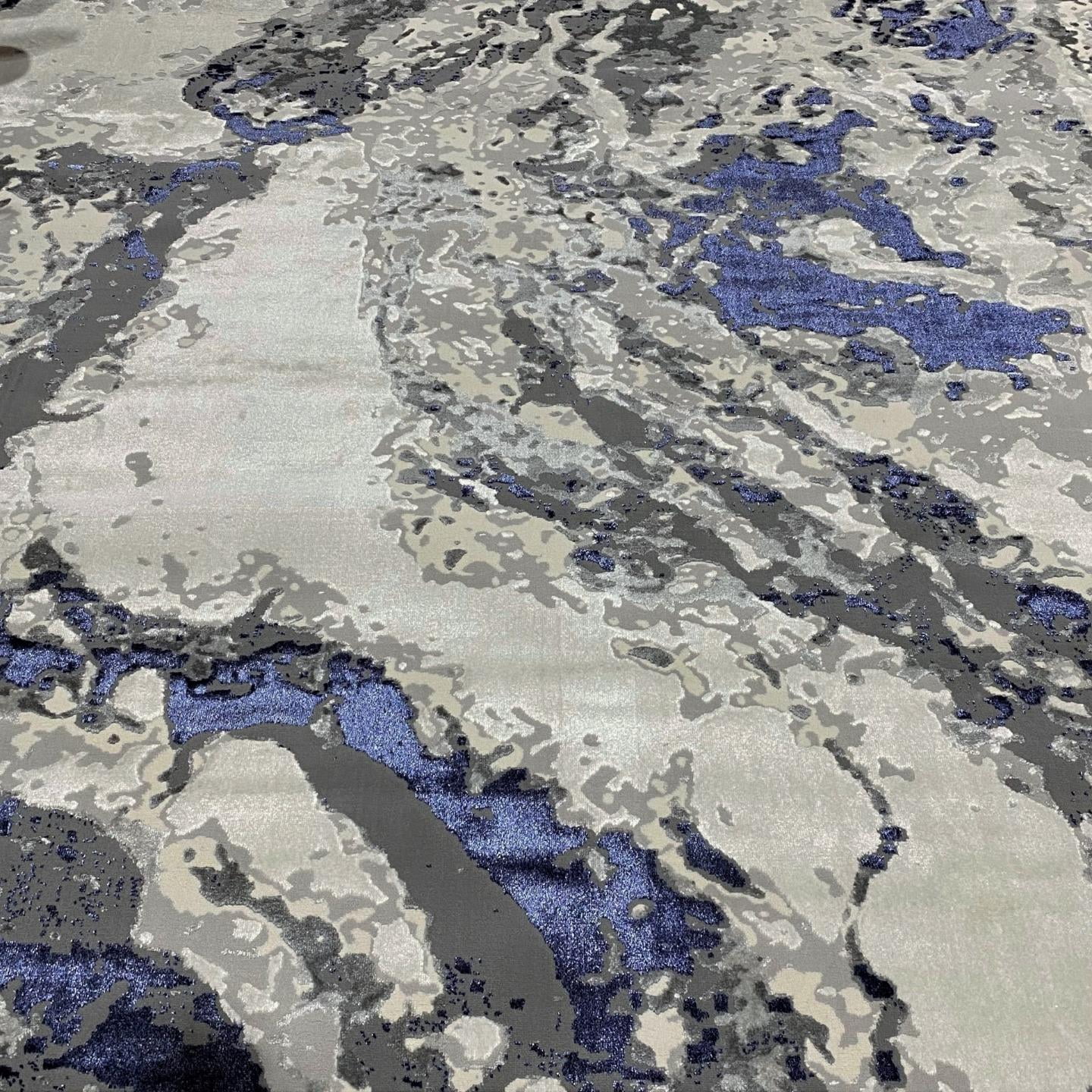 Luxe Weavers Abstract Marble Blue 4x5 Area Rug for Living Room and Bedroom