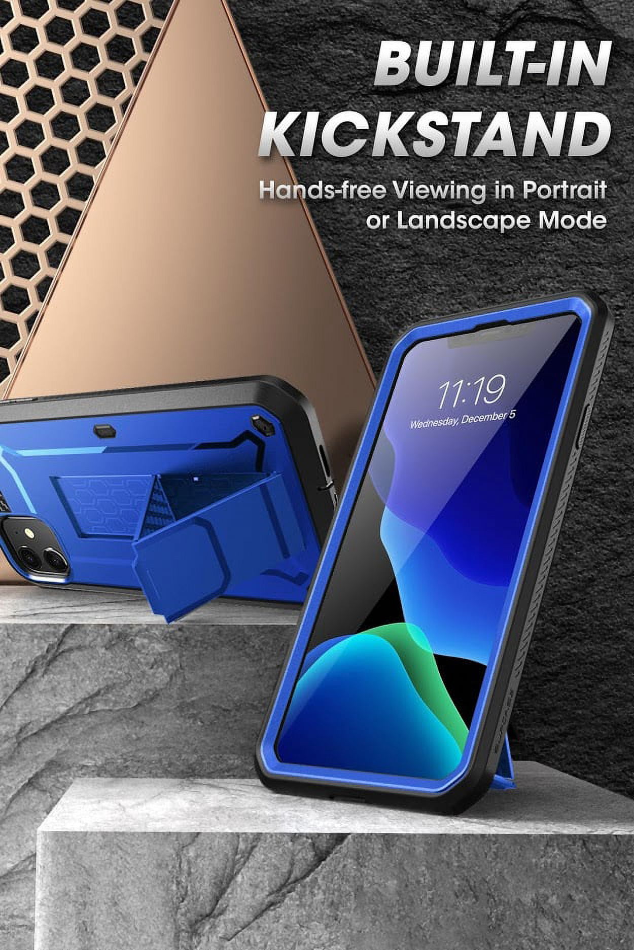 SUPCASE Unicorn Beetle Pro Series Case Designed for iPhone 11 6.1 Inch (2019 Release), Built-in Screen Protector Full-Body Rugged Holster Case (DarkBlue)