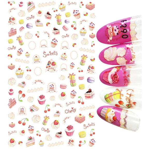 Yummy sweets to eat nail art stickers macaroons, cakes cupcakes and more!