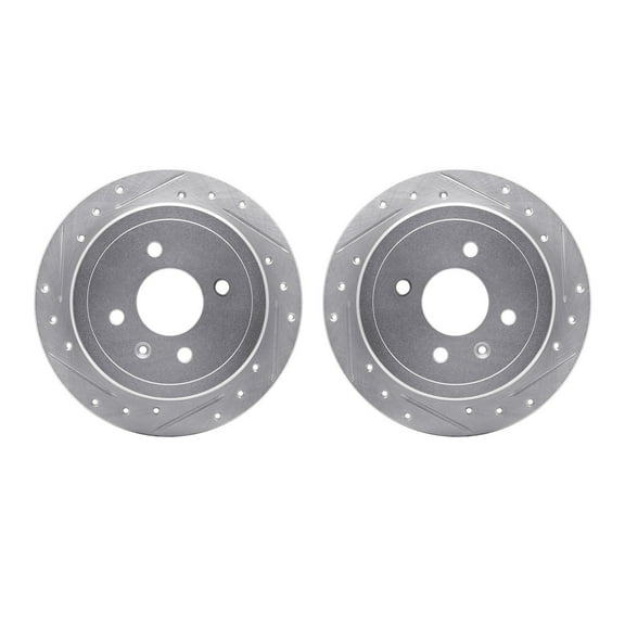 Dynamic Friction Company Rear Brake Rotors-Drilled and Slotted-Silver 7002-47065