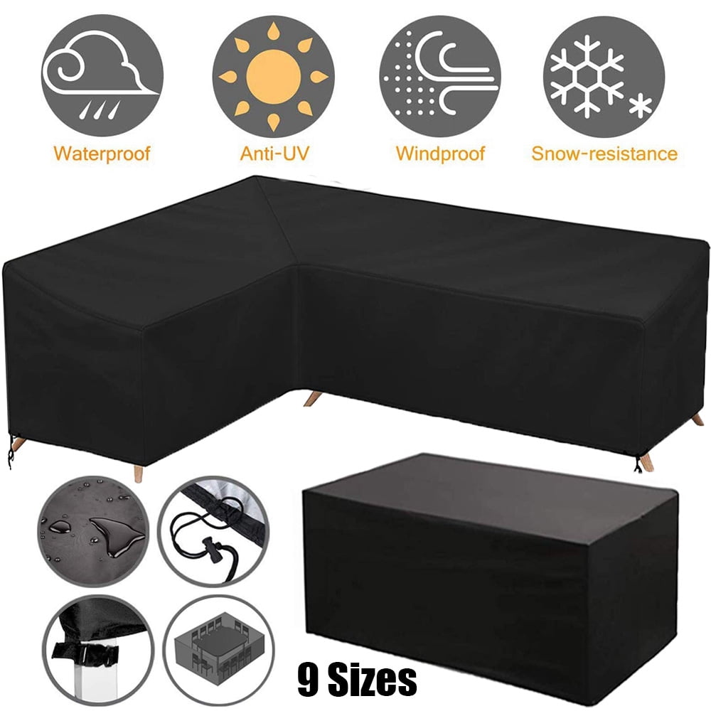 DONGPAI Outdoor Furniture Cover, L Shape + Square Set Patio Table Dust
