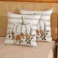 thumbnail image 5 of Fall Pillow Covers 18x18 Inches Pack of 2 Pumpkin Floral and Stripes Throw Pillow Covers,Fall Thanksgiving Decorative Pillowcase Autumn Farmhouse Harvest Decor Cushion Case for Sofa Couch Bed, 5 of 6