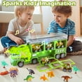 thumbnail image 4 of JoyStone Dinosaur Truck Toys for Kids 3-5 Years, 18 in 1 T-Rex Transport Car Carrier Truck with Light, Music & Roar Sound and Slide, Christmas Birthday Gifts for Boys, Green, 4 of 7