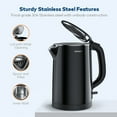 Electric Kettle, miroco 1.5L Double Wall 100 Stainless Steel BPAFree