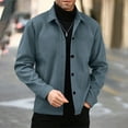 thumbnail image 3 of qucoqpe Men's Short Wool Trench Coat Classic Button Down Fall Winter Jackets with Notch Lapel Long Sleeve Casual Outerwear Coats for Men, 3 of 7