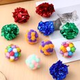 thumbnail image 4 of PTOOTP 25Pcs Plush Cat Balls with Crinkle Sound and Bell Assorted Colors for Cat Boredom Relief, 4 of 7