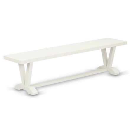 Pemberly Row V-Style 72 Traditional Wood Dining Bench in White