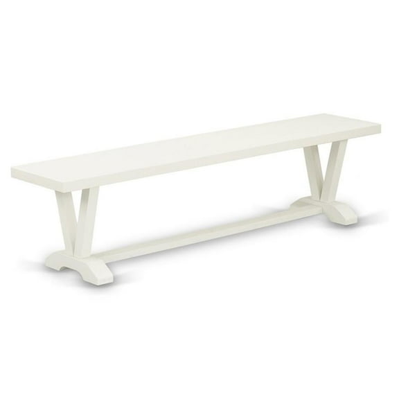 Pemberly Row V-Style 72" Traditional Wood Dining Bench in White