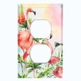 thumbnail image 2 of Metal Light Switch Plate Outlet Cover Tropical Pink Flamingo Flower Leaves Rainbow FGO007, 2 of 13
