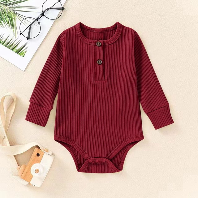 Ropa cómoda para bebés de color sólido, de manga larga, para gatear, de algodón para niños.