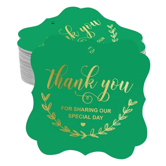 Inkdotpot Hang Tags Thank You For Sharing Our Special Day Bridal Shower-Baby Shower-Retirement-Wedding-Birthday Favor Bracket Shape Gift Tags Real Gold Foil Bonbonniere Tag Pack Of 100