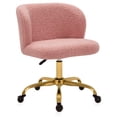 thumbnail image 6 of BELLEZE Modern Upholstered Boucle Desk Chair with Swivel Wheels and Adjustable Height, Decorative Rolling Office or Vanity, Stylish Comfy - Aston (Gold - Pink), 6 of 7