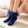 thumbnail image 4 of Girls Ruffle Socks with Pearl Trim Double Lace Cotton Sock Frilly Ankle Socks for Girls Kids Princess Style Dress Socks Stretchy Fit Daily Wear, 4 of 6