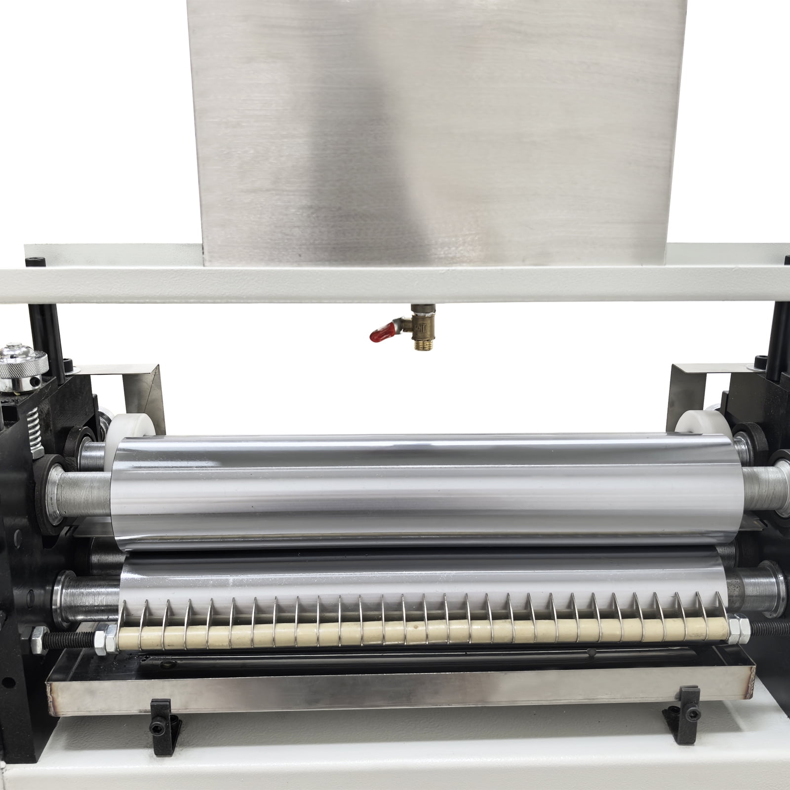 Automatic Double-Sided Gluing Machine 15.35" Steel Roller Glue Coating Machine for Paper Leather Craft 110V