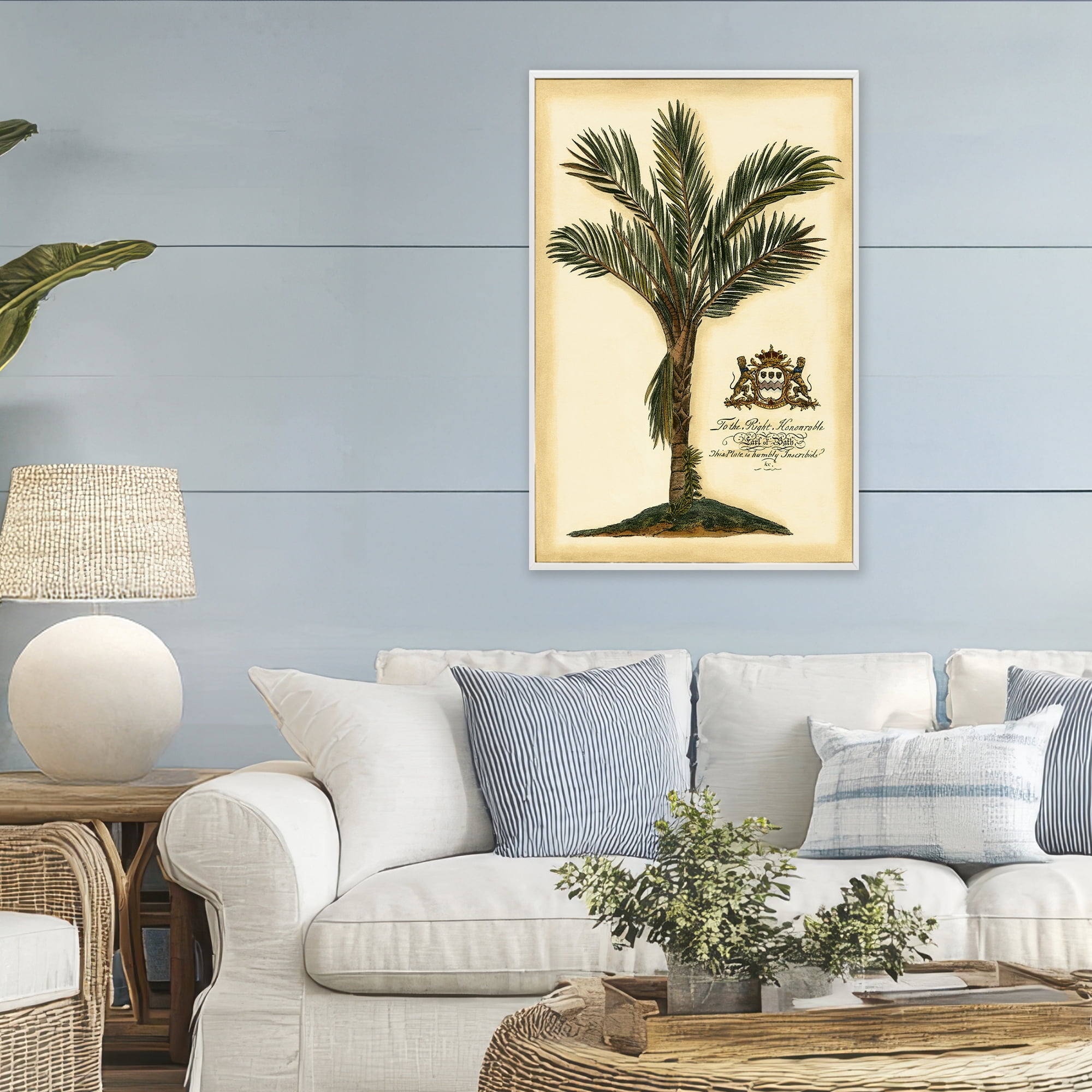 Stupell Industries Vintage Colonial Palm White Framed Giclee Art, design by Vision Studio