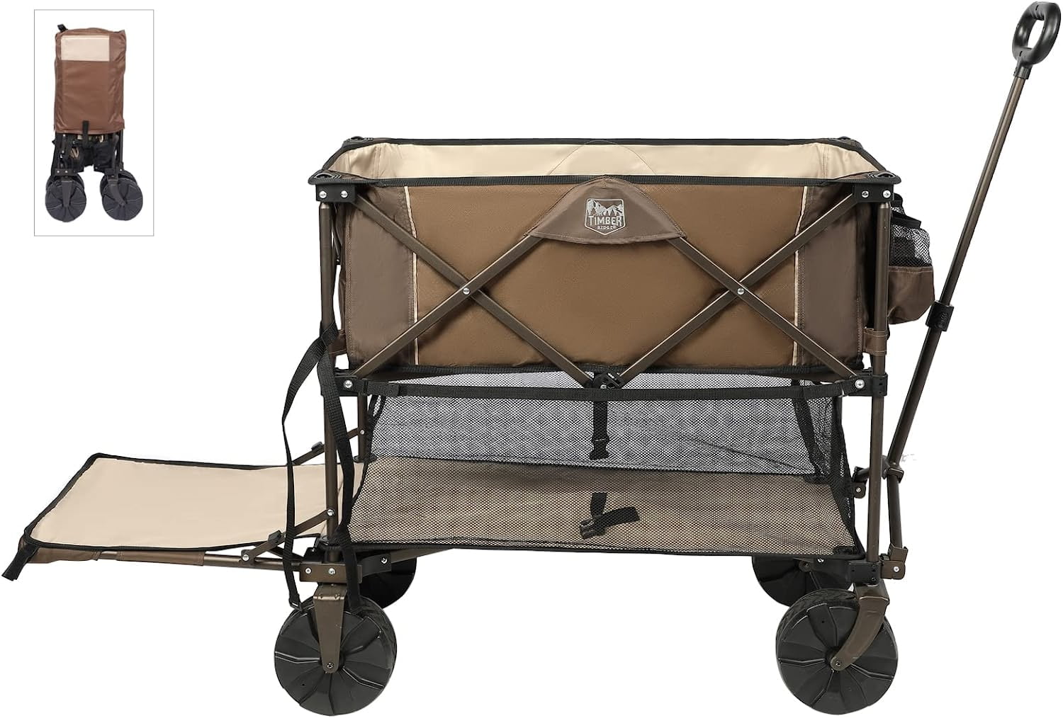 Folding Double Decker Wagon, Heavy Duty Collapsible Wagon Cart with 54